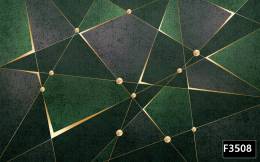 Yeşil geometrik desen 3d duvar kağıdı f3508